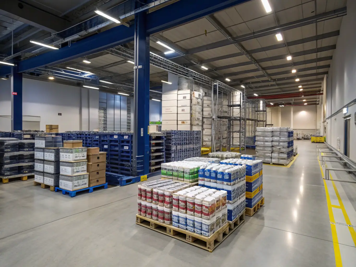 A well-organized warehouse with packages ready for shipment, representing the efficiency of the Standard Shipping plan.