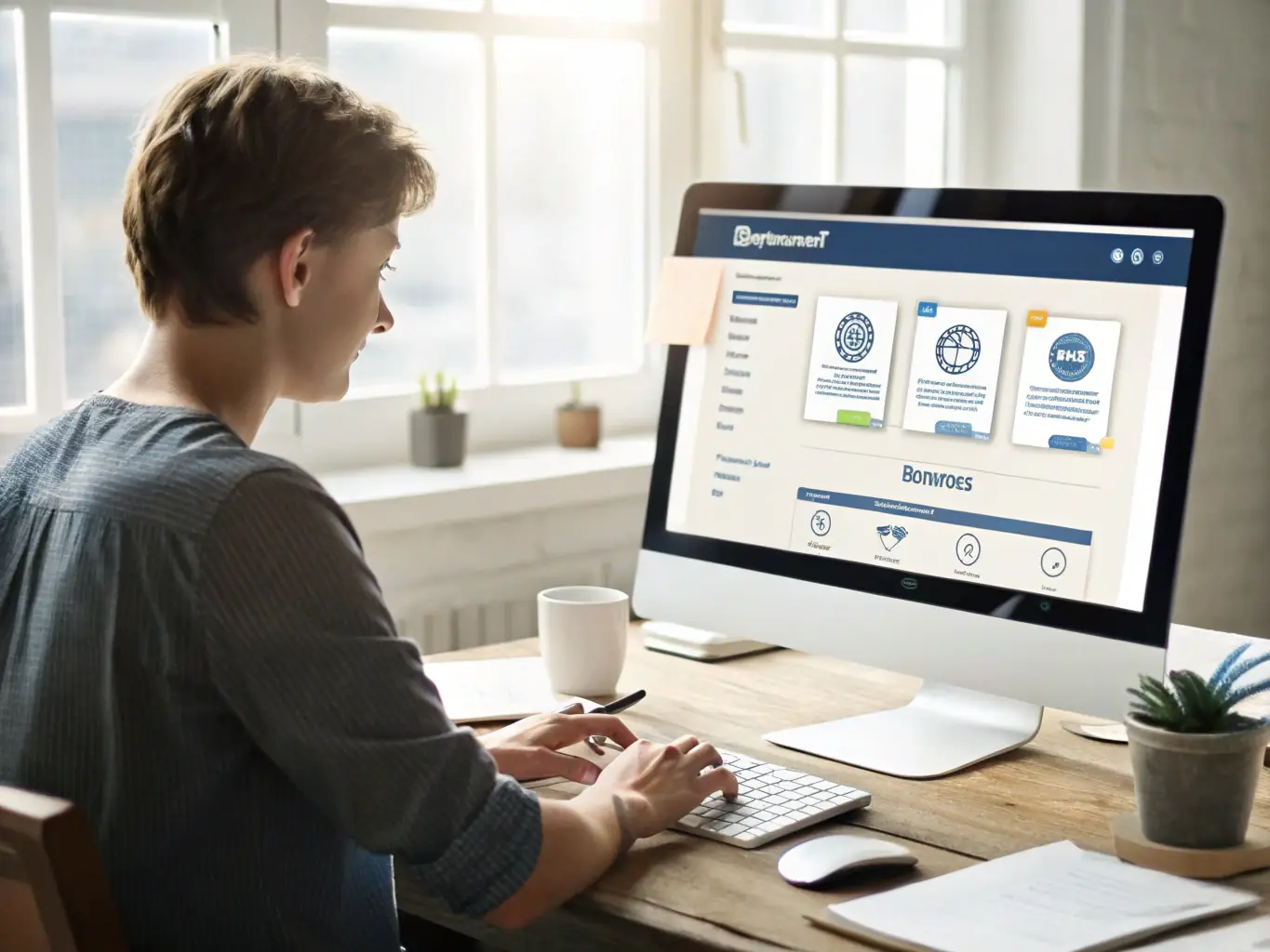 A person uploading documents to a website, symbolizing the ease of providing necessary paperwork for international shipments.